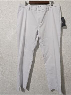 Michael Strahan Tech Pant, Men's White Slim Straight Chinos, 38x32
